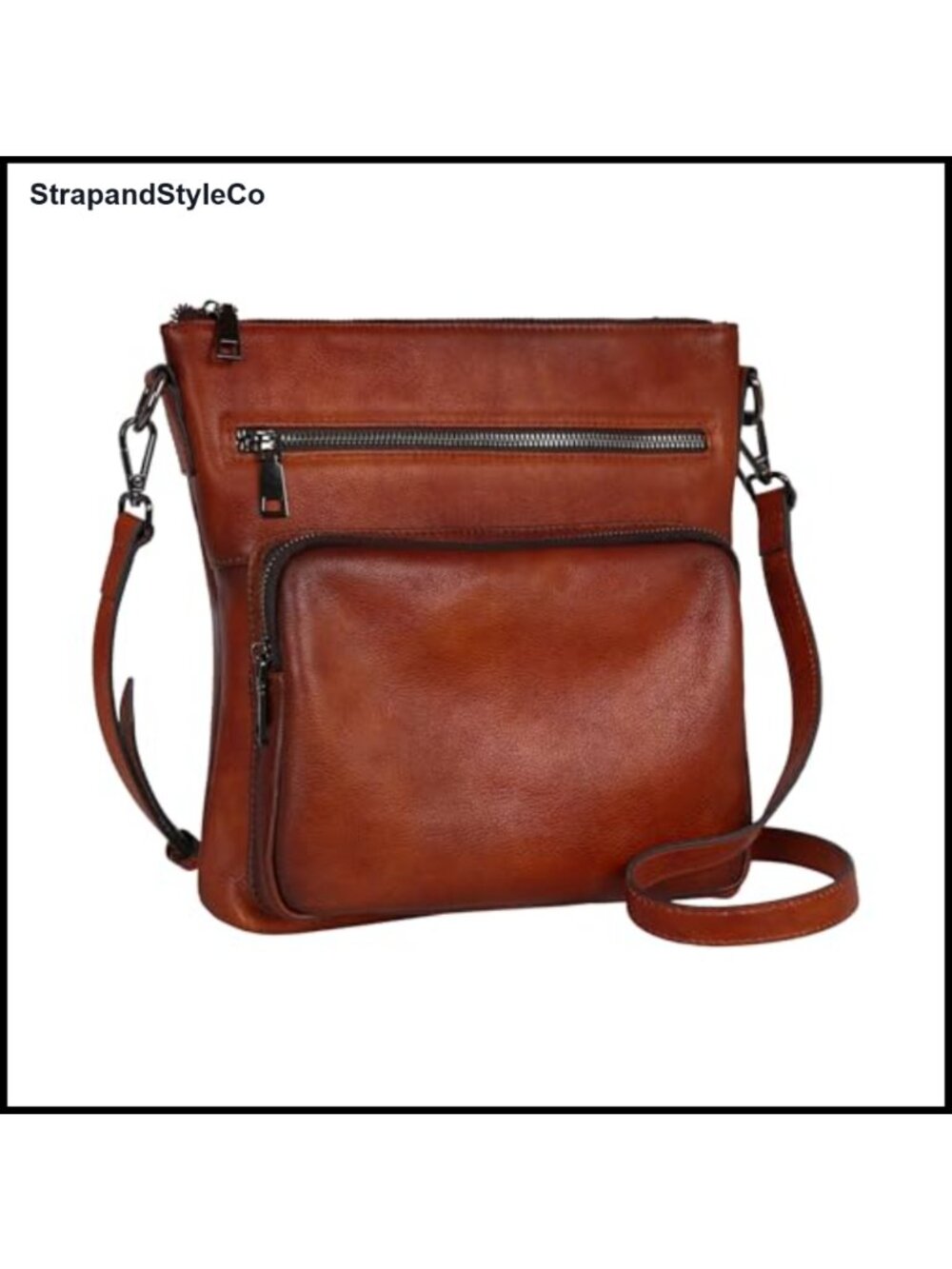 Leather Crossbody Bag Multi-Pocket Satchel Shoulder Purse